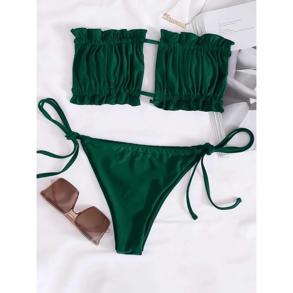 Roxy Frill Trim Bandeau Bikini Swimsuit